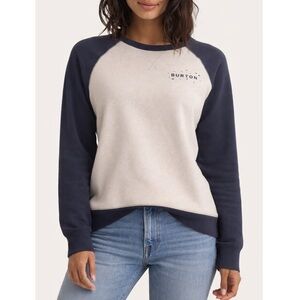 Burton Keeler Crew Sweatshirt Navy Cream Fleece Ski Snowboard S Ski Athleisure